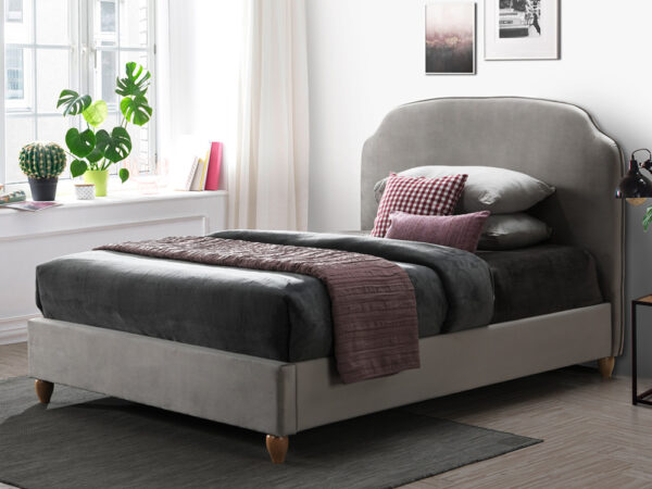 מיטה זוגית 140×190 מרופדת בד קטיפתי דגם Velora