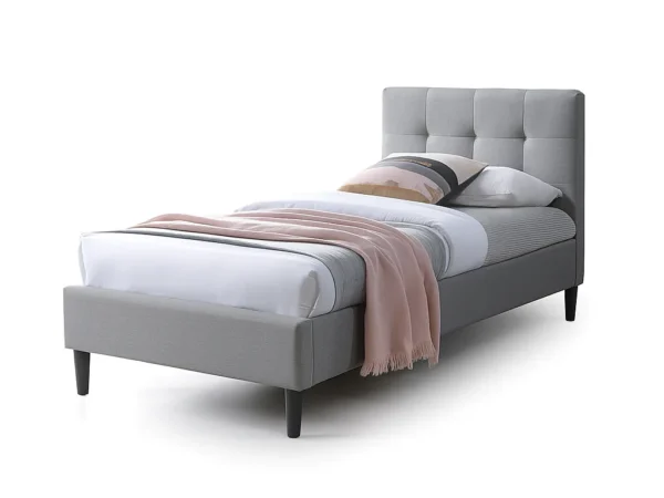 מיטת יחיד 90×190 מרופדת בד עם ראש מיטה מעוצב דגם LIV 90 – אפור