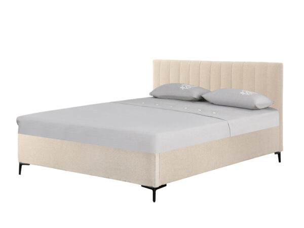 מיטה זוגית 160×200 בריפוד בד רחיץ עם ארגז מצעים דגם Brandy 160 Cream