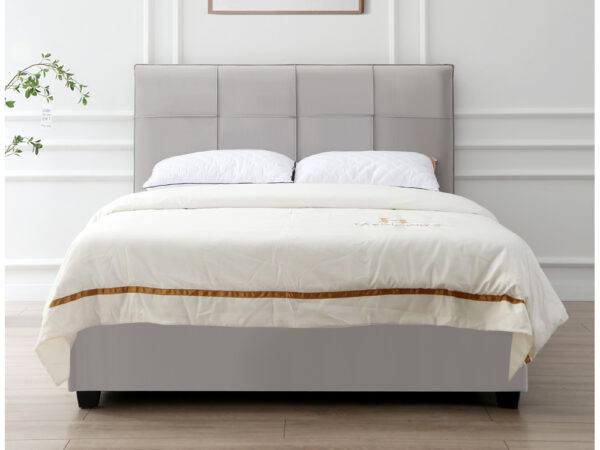 מיטה זוגית 140×190 מרופדת בד קטיפתי עם ארגז מצעים דגם Capri Stone