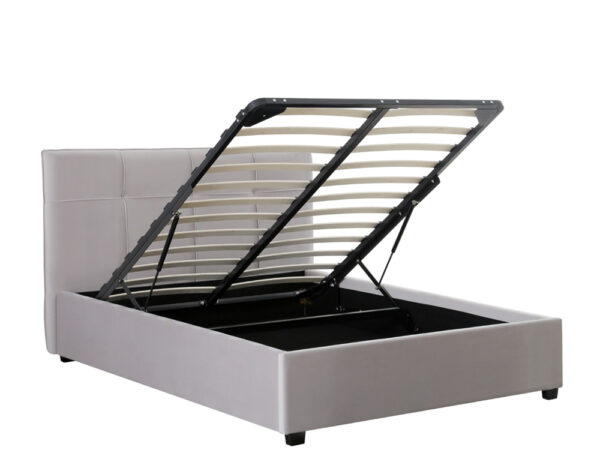 מיטה זוגית 140×190 מרופדת בד קטיפתי עם ארגז מצעים דגם Capri Stone