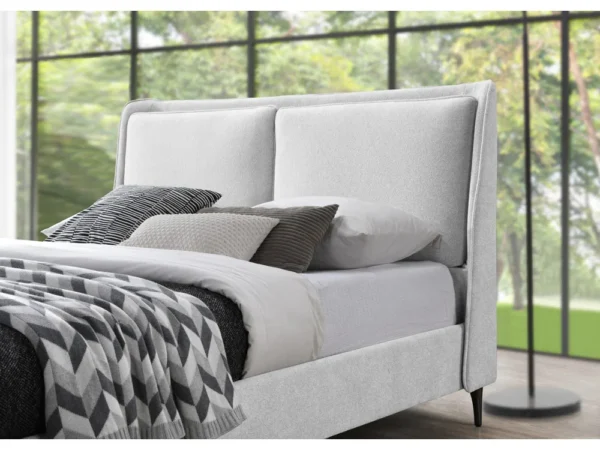 מיטה זוגית 160×200 מרופדת בד בוקלה עם ראש מיטה דמוי כריות דגם Milan Cream 160