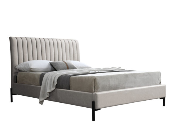 מיטה זוגית 160×200 מרופדת בד עם רגלי ברזל דגם Domani 160 Cream