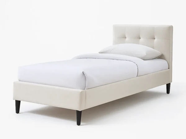 מיטת יחיד 90×190 מרופדת בד עם ראש מיטה מעוצב דגם LIV 90 – קרם