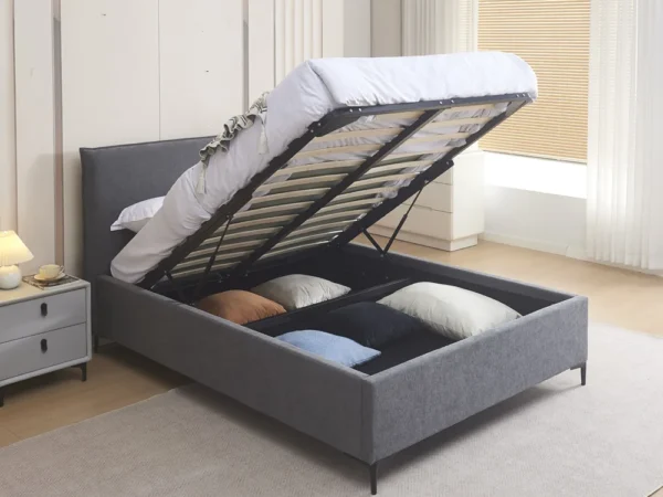 מיטה זוגית 160×200 עם ארגז מצעים וריפוד בד רחיץ דגם Glory 160 Gray