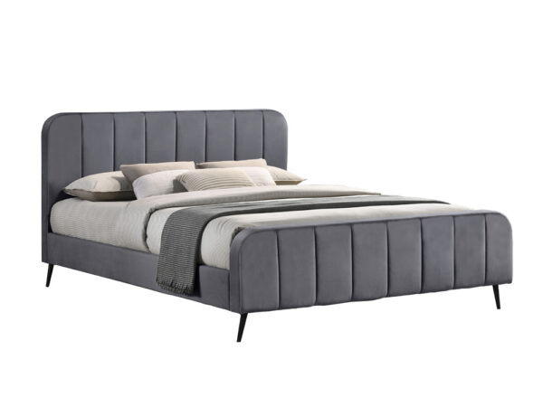 מיטה זוגית 140×190 מרופדת בד קטיפתי עם רגלי ברזל דגם Arden Gray