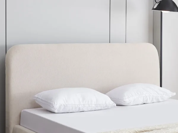 מיטה זוגית 140×190 מרופדת בד רחיץ 3D עם רגלי ברזל דגם Nora Cream