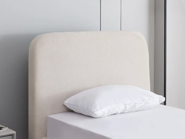 מיטת יחיד 90×190 מרופדת בד רחיץ 3D עם רגלי ברזל דגם אדל 90 – קרם