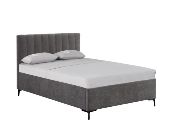 מיטה רחבה לנוער 120×190 מרופדת בד רחיץ עם ארגז מצעים דגם ליה – אפור