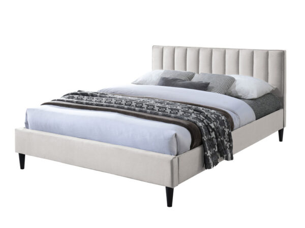 מיטה זוגית 160×200 מרופדת בד קטיפתי עם ראש מיטה מעוצב דגם Amelia Cream