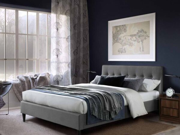 מיטה זוגית 180×200 מרופדת בד עם ראש מיטה מעוצב דגם Liora 180 Gray