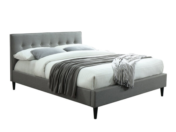 מיטה זוגית 180×200 מרופדת בד עם ראש מיטה מעוצב דגם Liora 180 Gray