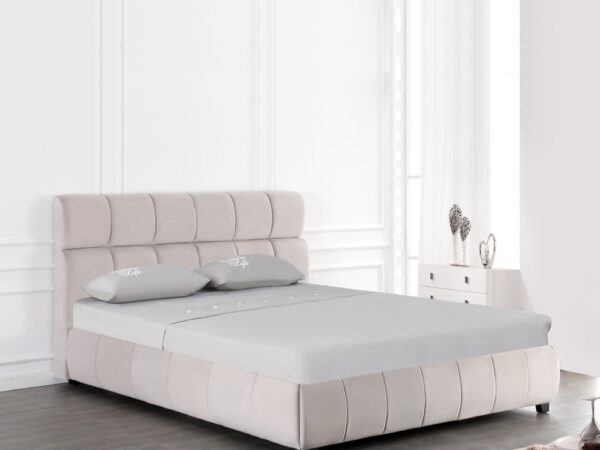 מיטה זוגית 160×200 בריפוד בד רחיץ עם ארגז מצעים דגם Regal 160 Stone