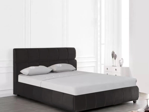 מיטה זוגית 160×200 בריפוד בד רחיץ עם ארגז מצעים דגם Regal 160 Black