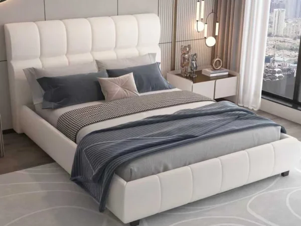 מיטה זוגית 160×200 בריפוד בד רחיץ עם ארגז מצעים דגם Regal 160 Cream