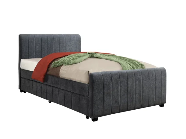 מיטה רחבה 120×190 מרופדת בד רחיץ עם מיטת חבר נשלפת דגם לונה – אפור