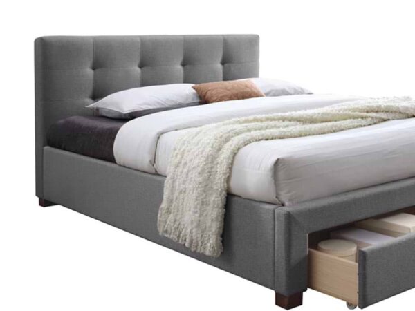 מיטה זוגית 160×200 מרופדת בד עם מגירת אחסון קדמית דגם Porto 160
