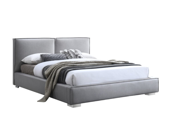 מיטה זוגית 140×190 מרופדת בד רחיץ בעיצוב “דובה” יוקרתי – דגם Savona Gray