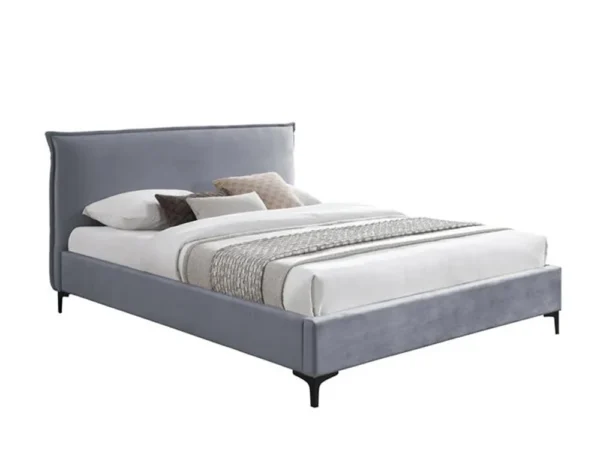 מיטה זוגית 160×200 מרופדת בד קטיפתי עם רגלי ברזל דגם Luna Gray 160