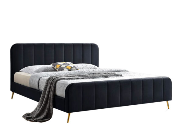 מיטה זוגית 180×200 מרופדת בד קטיפתי עם רגלי זהב דגם Panther 180 Black